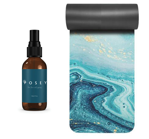 Posey Yoga | Dreamy Vegan Yoga Mats | Eco-Friendly Yoga Mats  | Our strength mat offers deep, jewel colours cut with gold leaf will help you channel your inner strength during your yoga practice. | Strength yoga mat & Mat Sanitiser Spray